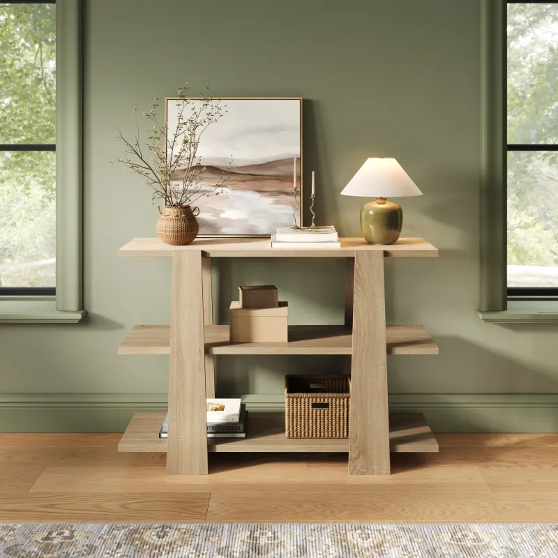 3D Furniture Rendering for Dragonfly Furniture — 3-Tier Wood Console Table, view 4