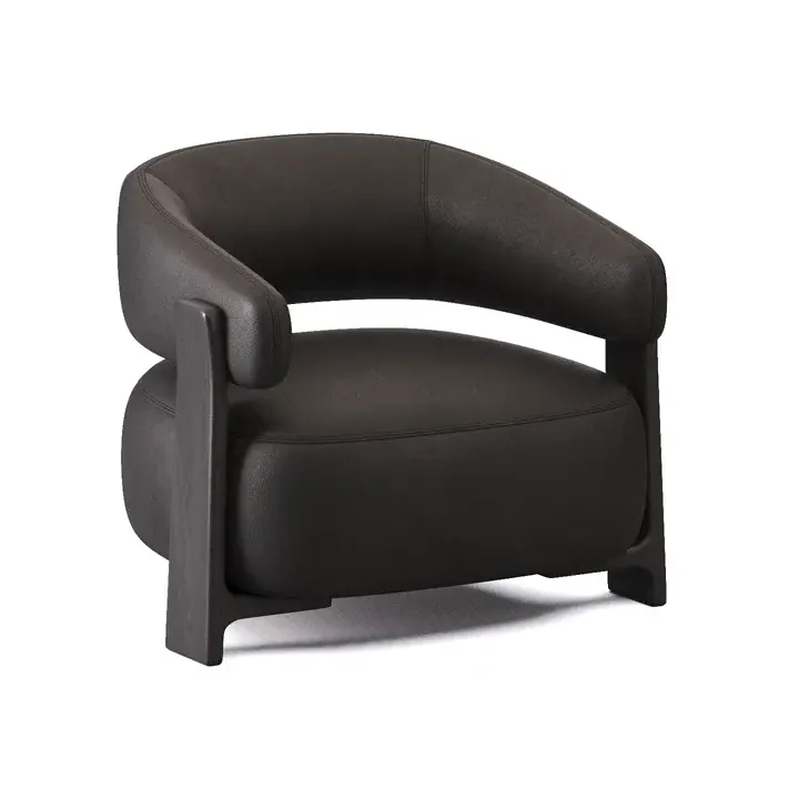 Armchair upholstered in charcoal and black