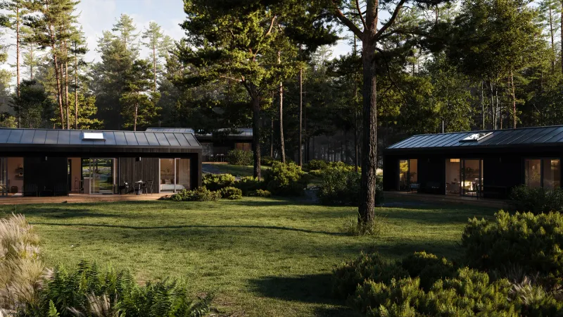 Architectural Rendering for Holz Homes — Modular Forest Cabins, view 7