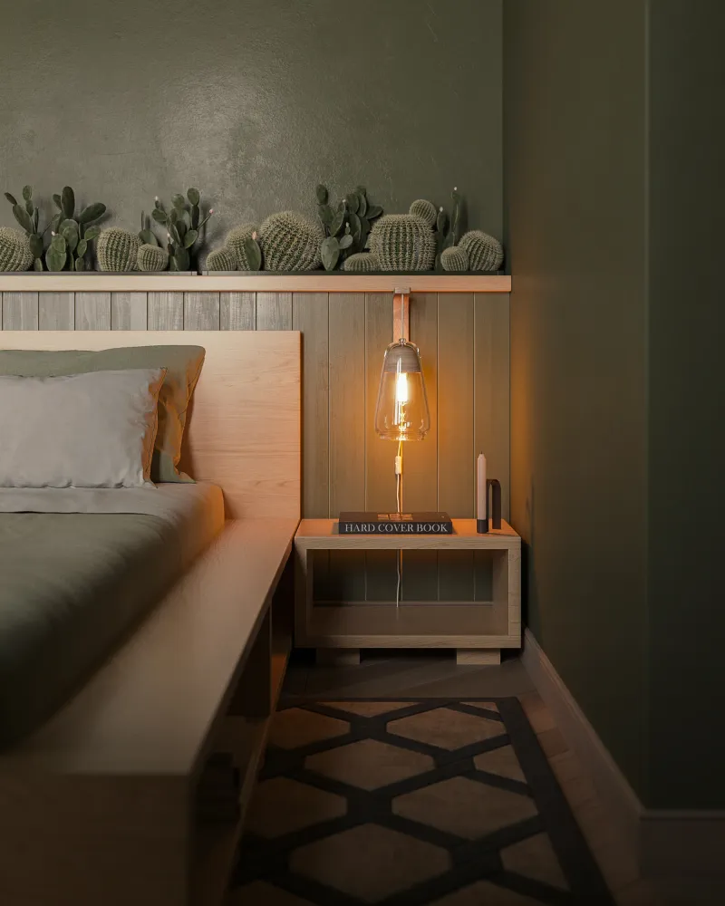 3D Furniture Rendering for Dutch bed manufacturer — Bedroom Collection — Charcoal Gallery Wall, view 4
