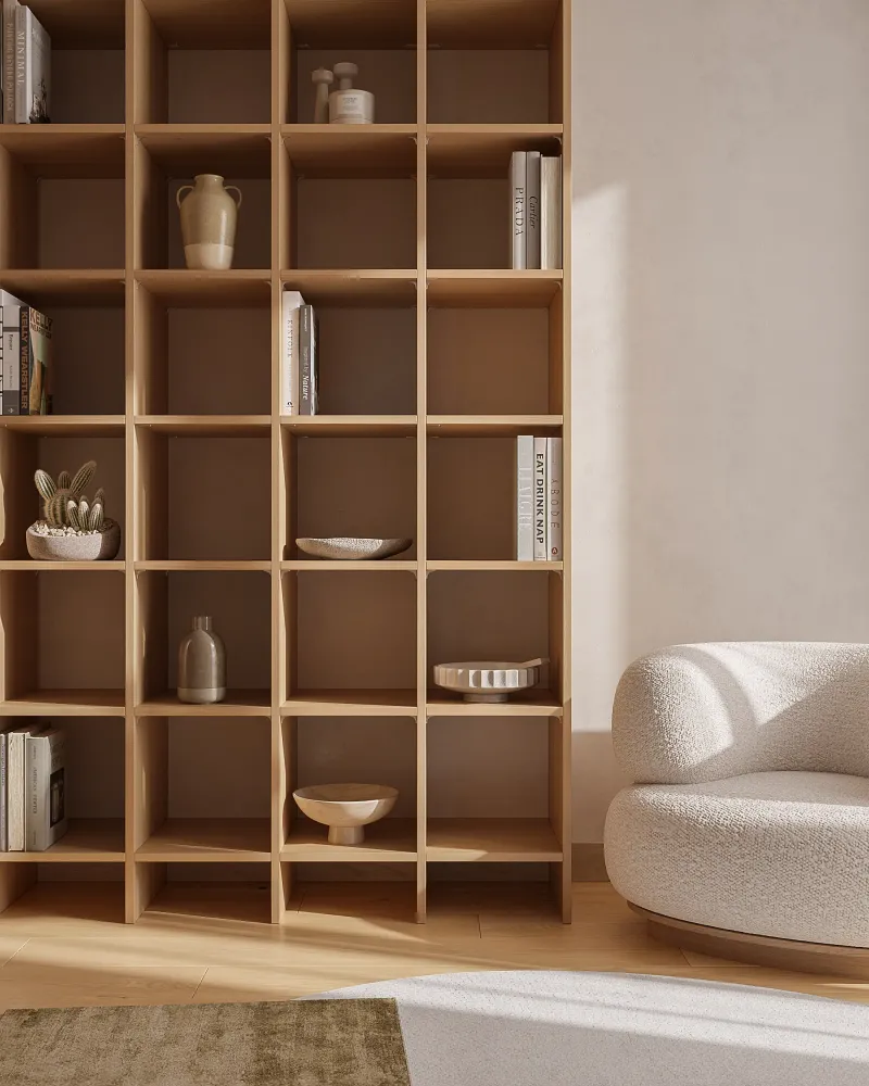 3D Furniture Rendering for Outback Grain — Storage & Living Collection — Bookcase Wall, view 3