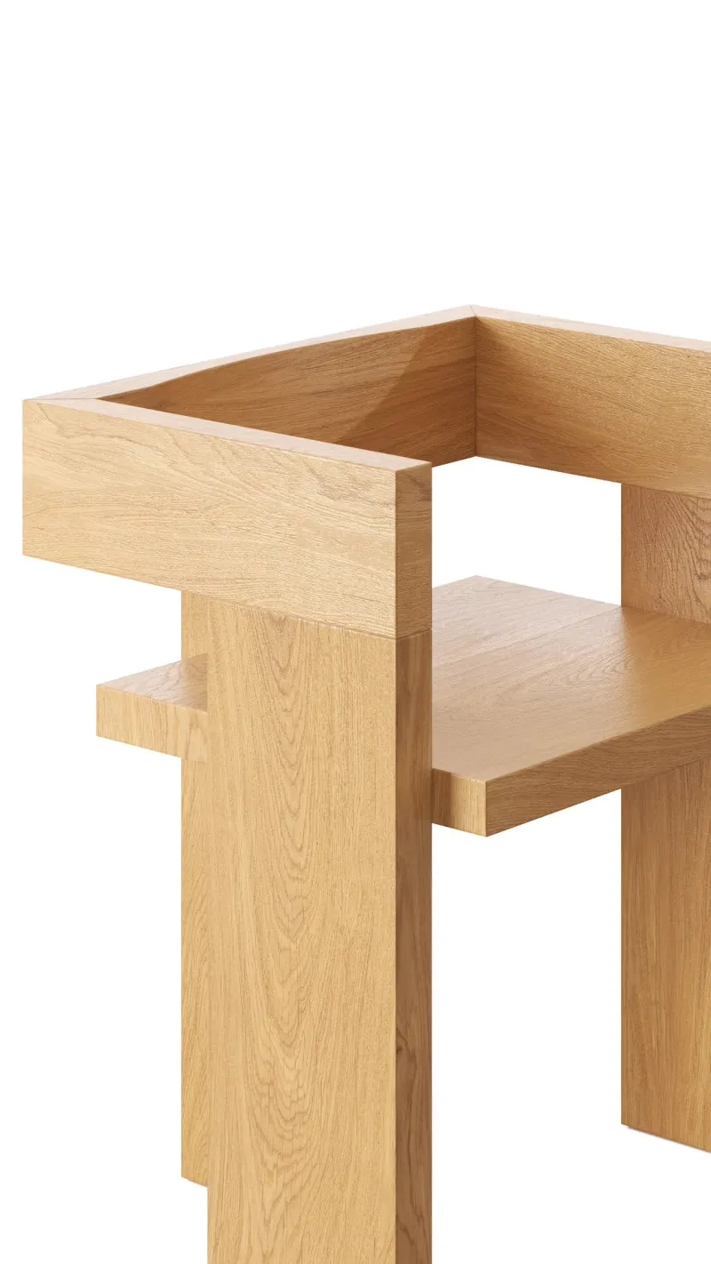 3D Furniture Rendering for Sydney furniture workshop — Stacked Oak, view 9