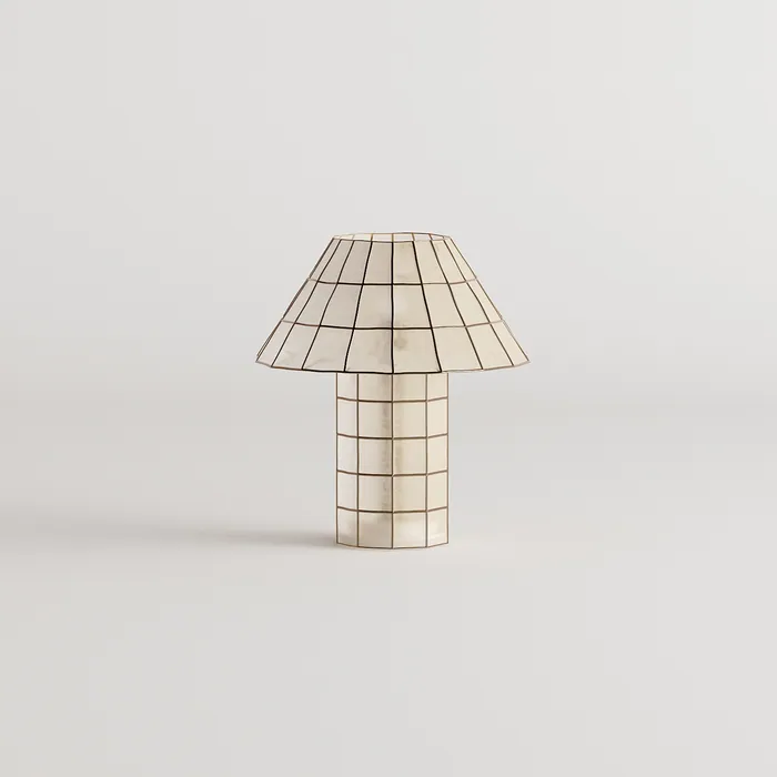Pane, Table lamp · Shell panels in brass